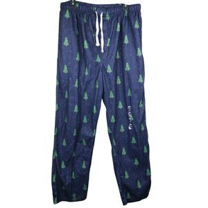 Brooklyn Cloth Men’s Christmas Pajama Pants Size L Navy Blue Tree Print Pants
